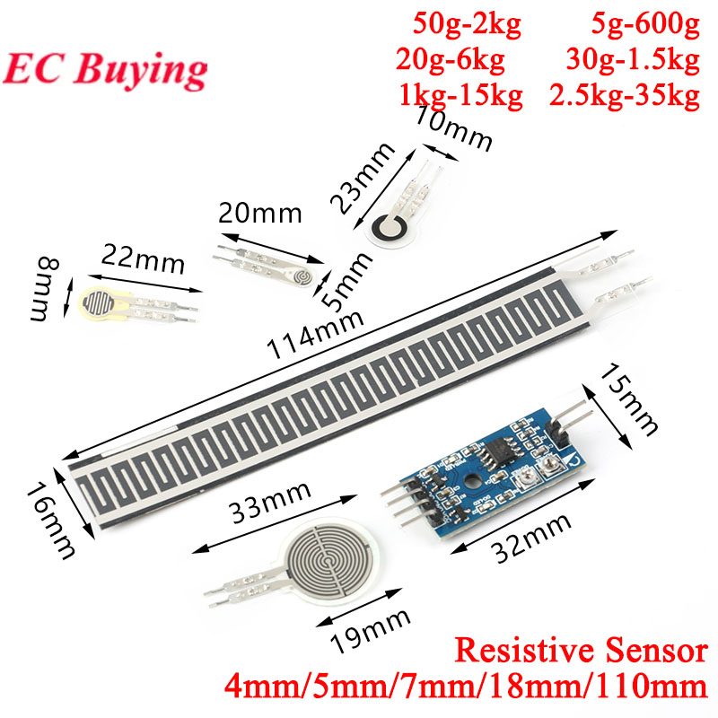 Muscle Sensor Emg - 2個/1個 抵抗性薄膜圧力センサー フレキシブル力感知抵抗器 ロードセルコンバーターモジュール 4/18/110mm Arduino用